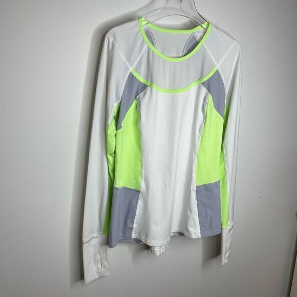 LULULEMON TRAIL BOUND LONG SLEEVE 8 WHITE CLEAR MINT Top Running Hiking Workout - Picture 5 of 9